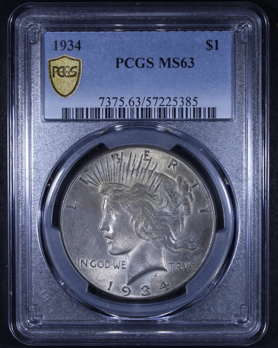 MS 63 Graded 1934 Year Peace Dollars (1921-1935) for sale | eBay
