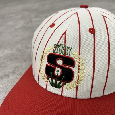 VTG 90s STUSSY CROWN S LOGO PINSTRIPE SNAPBACK HAT SIZE FREE | eBay