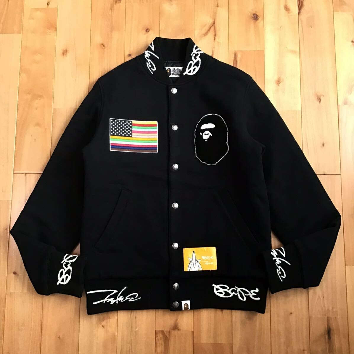 BAPE × Futura sweat varsity jacket A Bathing Ape Size M | eBay