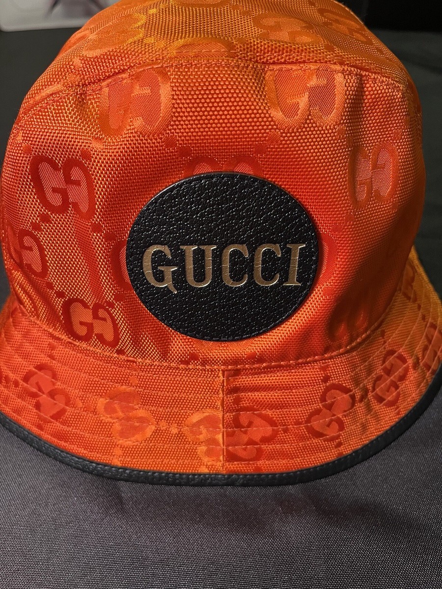 GUCCI GG RETRO ORANGE CAP M MEDIUM OFF THE GRID BUCKET HAT 627115