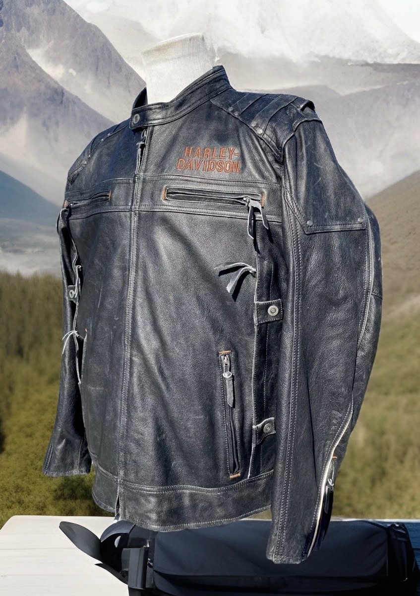 Harley Davidson Men MAGNUM Leather Jacket 3XL Distressed 97016