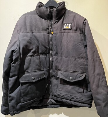 CAT ZIP UP Insulated Work JACKET Black Mens Size RN 94207 XXL 2XL