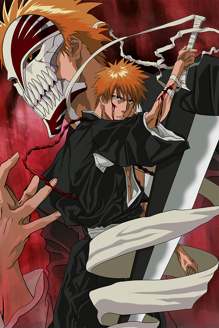 Bleach Kurosaki Ichigo Anime Silk Print Painting Wall Home Decor