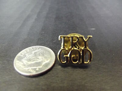 Vtg 1970s Tiffany & Co Sterling Gold Overlay TRY GOD Vermeil Lapel