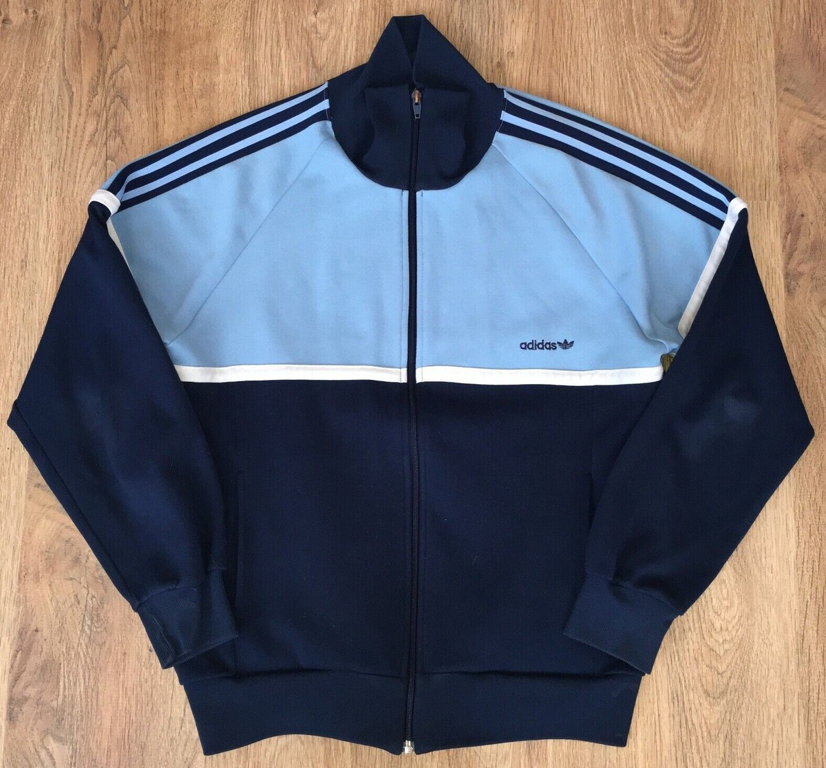 Adidas made in Korea mens vintage 80s Blue Track Tracksuit Top