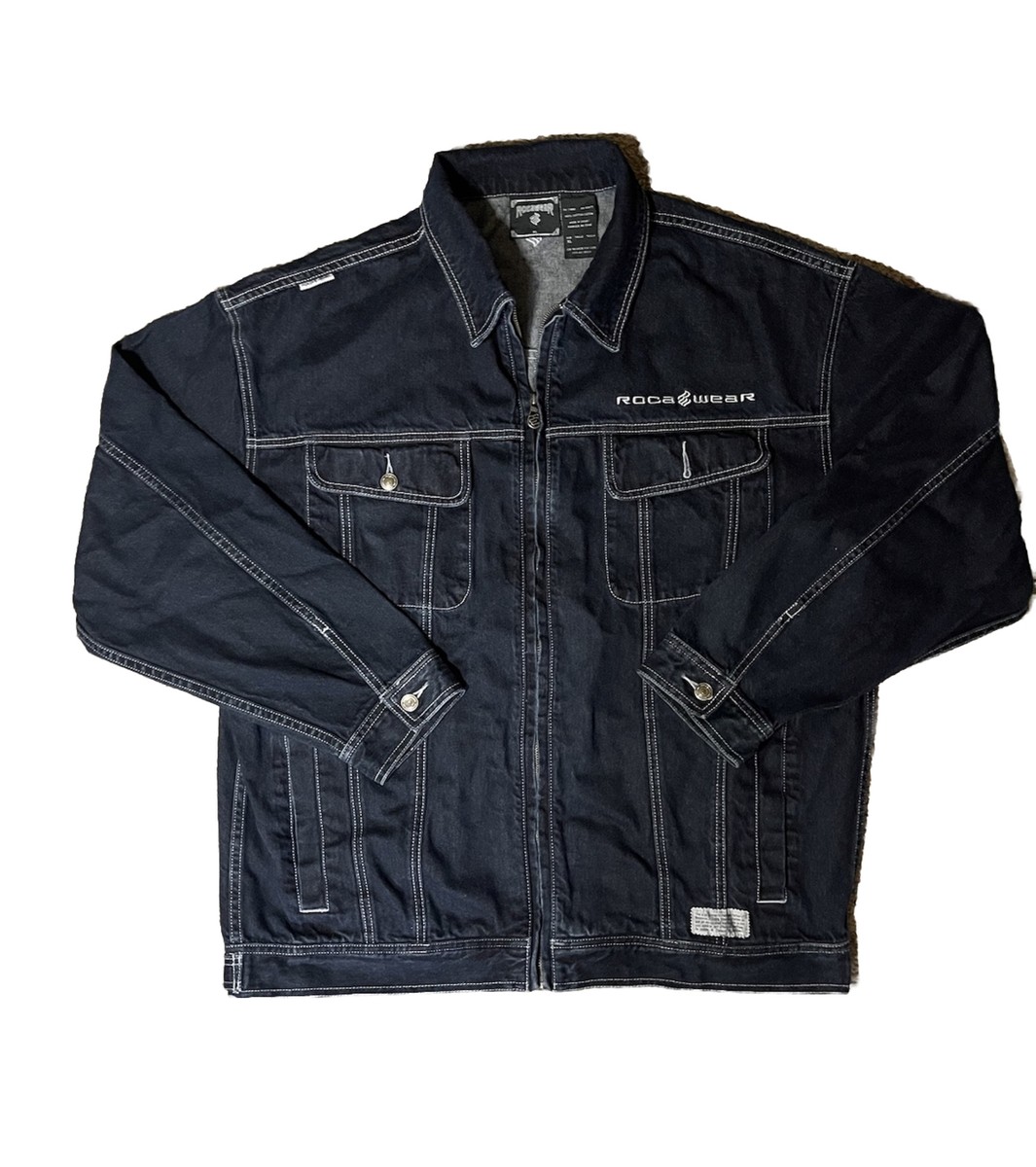 Vintage 2000s Rocawear Denim Navy Blue Jean Jacket Men's XL Hip