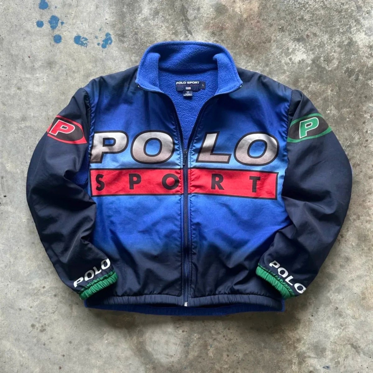 Vintage 90s Polo Sport Ralph Lauren Pepsi Sherpa Fleece Jacket