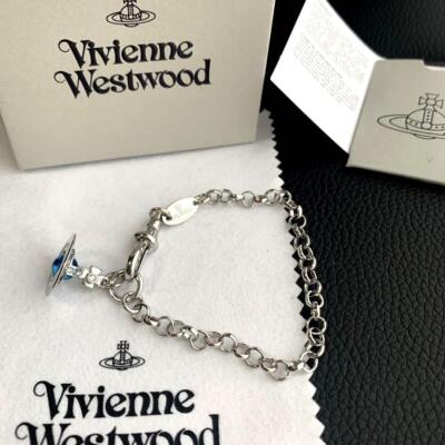 Vivienne Westwood Bracelet Orb 18cm Silver/SkyBlue NO BOX [EJ0172