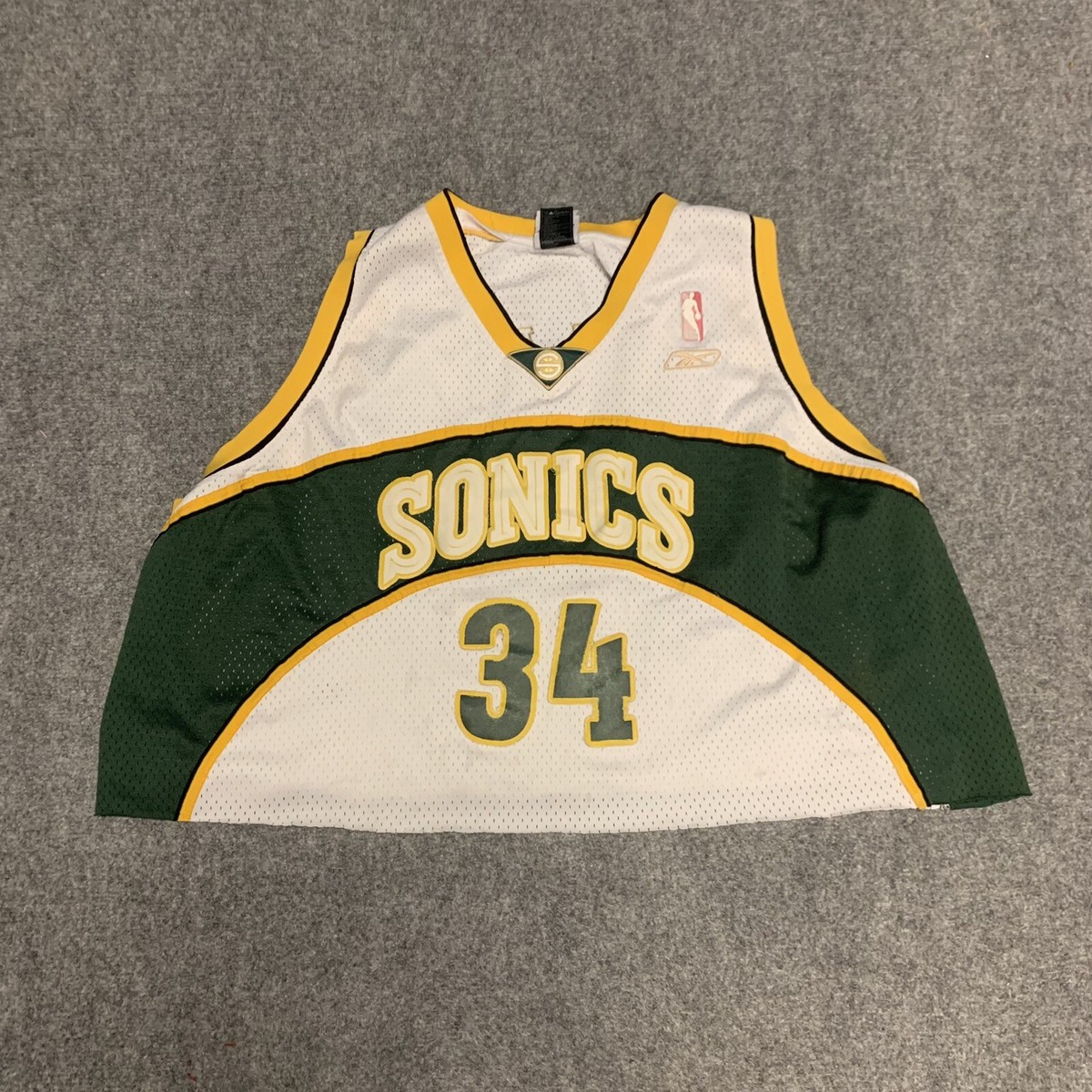 ULTRA RARE NBA Reebok Seattle Supersonics Ray Allen Cropped Jersey