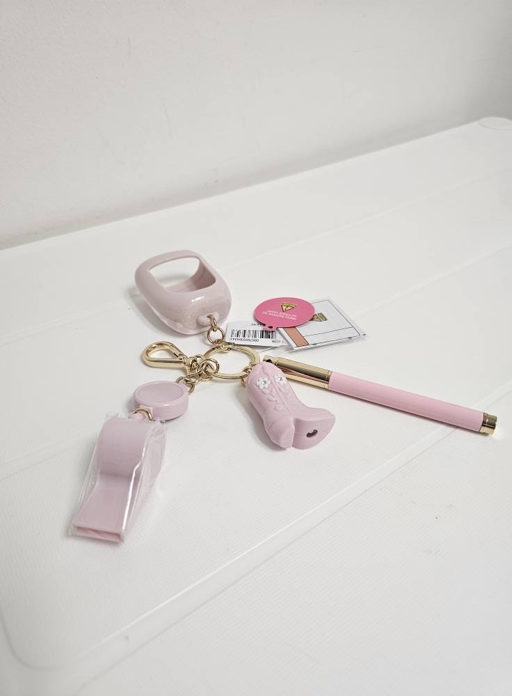 Bath & Body Works Gingham Pink Light-Up Multi-Tool Keychain