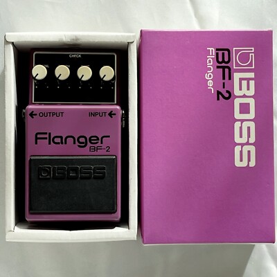 BOSS BF-2 Flanger 1995 W/Box near Mint Vintage Guitar Pedal Yellow