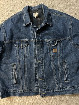 Vintage Carhartt Blanket Lined 2XL JB0998 Denim Jean Jacket Chore