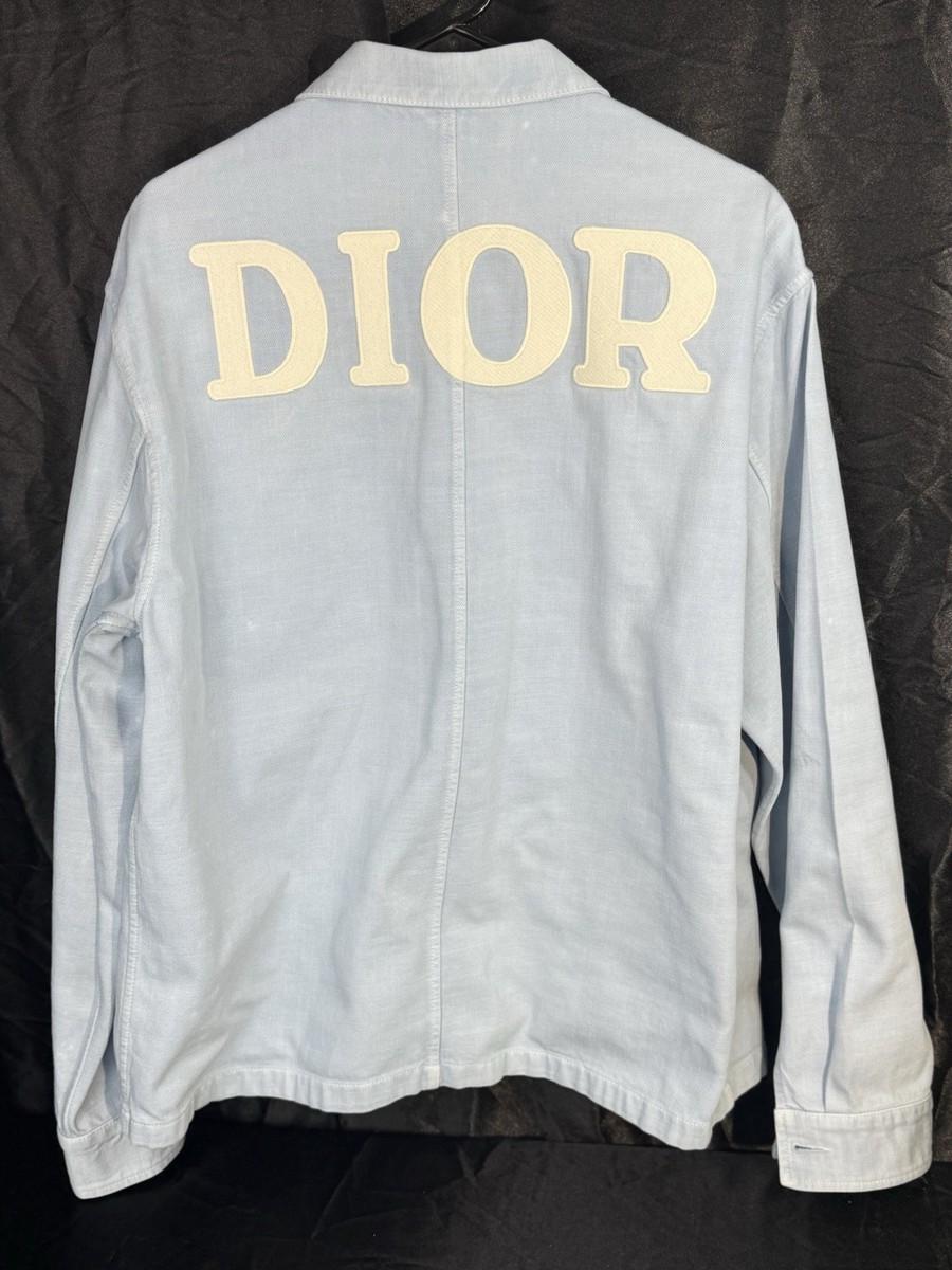 Size 52 - Dior 1947 Logo Denim Chore Jacket Blue White Jean Coat