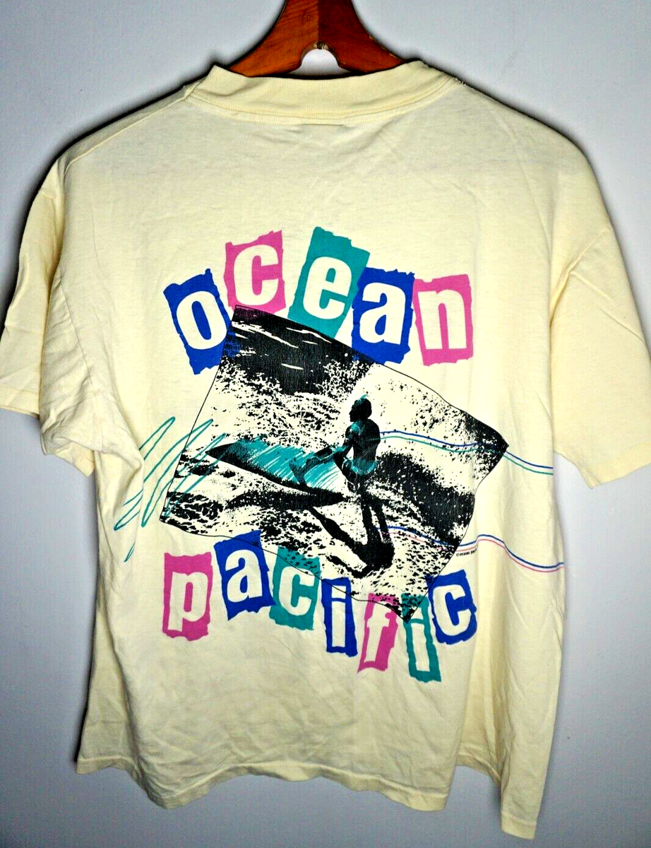 Vintage 80s Ocean Pacific Surfing T Shirt Large Single Stitch Surf