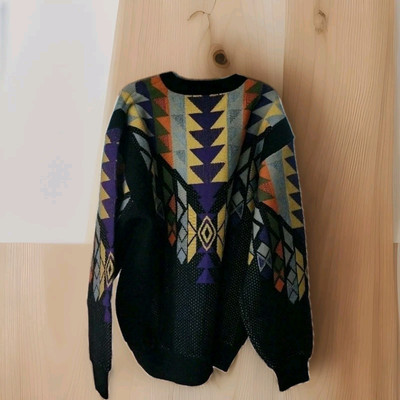 BALENCIAGA 90s Vintage Knit Sweater Multi Color Size L Rare New