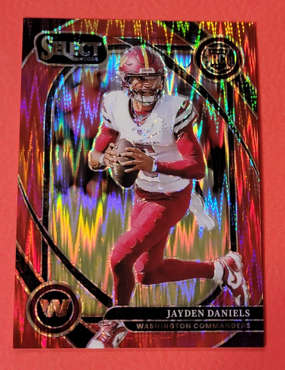JAYDEN DANIELS ROOKIE CARD #91/249 2024 PANINI SELECT RED SHOCK
