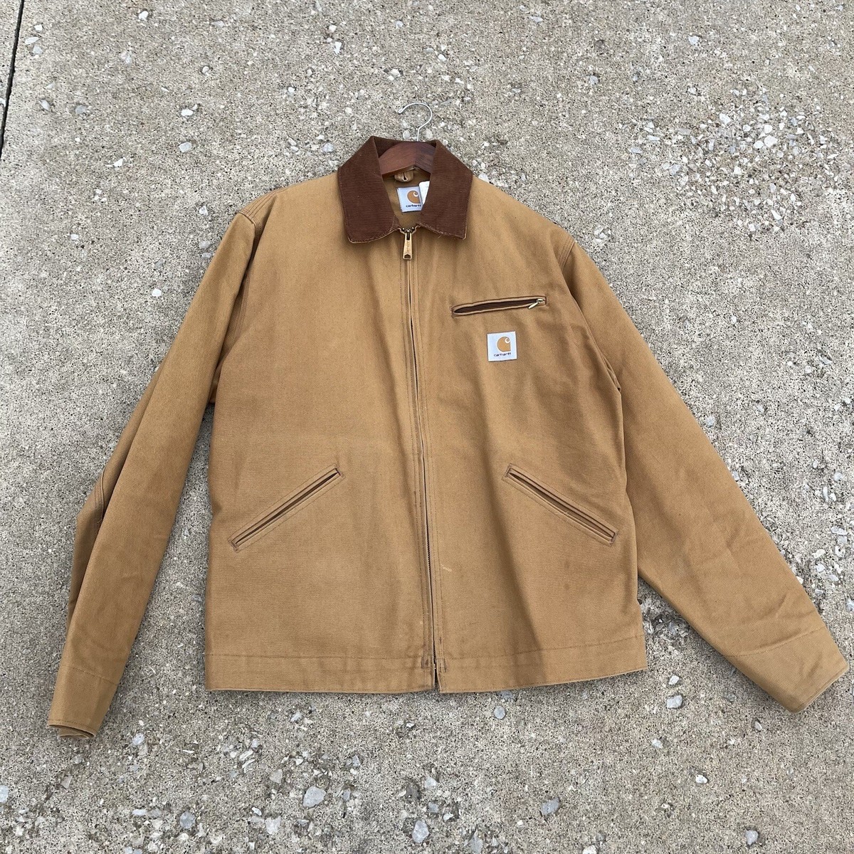 VTG Carhartt J97 PTL Detroit Unlined Work Jacket Tan Size Large