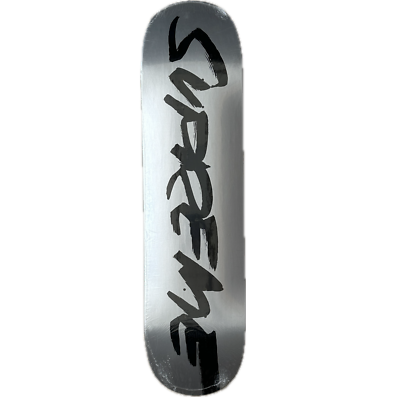 NWT Supreme NY Futura Logo Skateboard Deck Metallic Silver SS24 DS