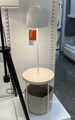 Ikea TRINDSNÖ Floor lamp, white metal/birch veneer 49
