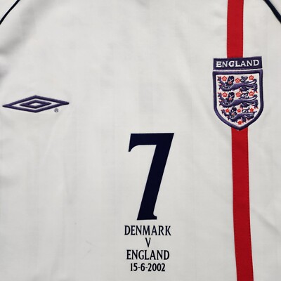 2002 Umbro England Home Soccer Jersey David Beckham Men XL World
