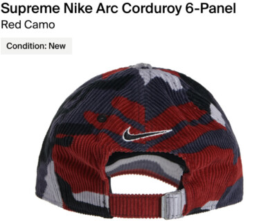Supreme Nike Arc Corduroy 6 Panel Red Camo Cap!!!SS22!!!BNWT!!!100