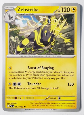 Zebstrika 063/182 NM / M - Paradox Rift Pokemon Card $2 Combined