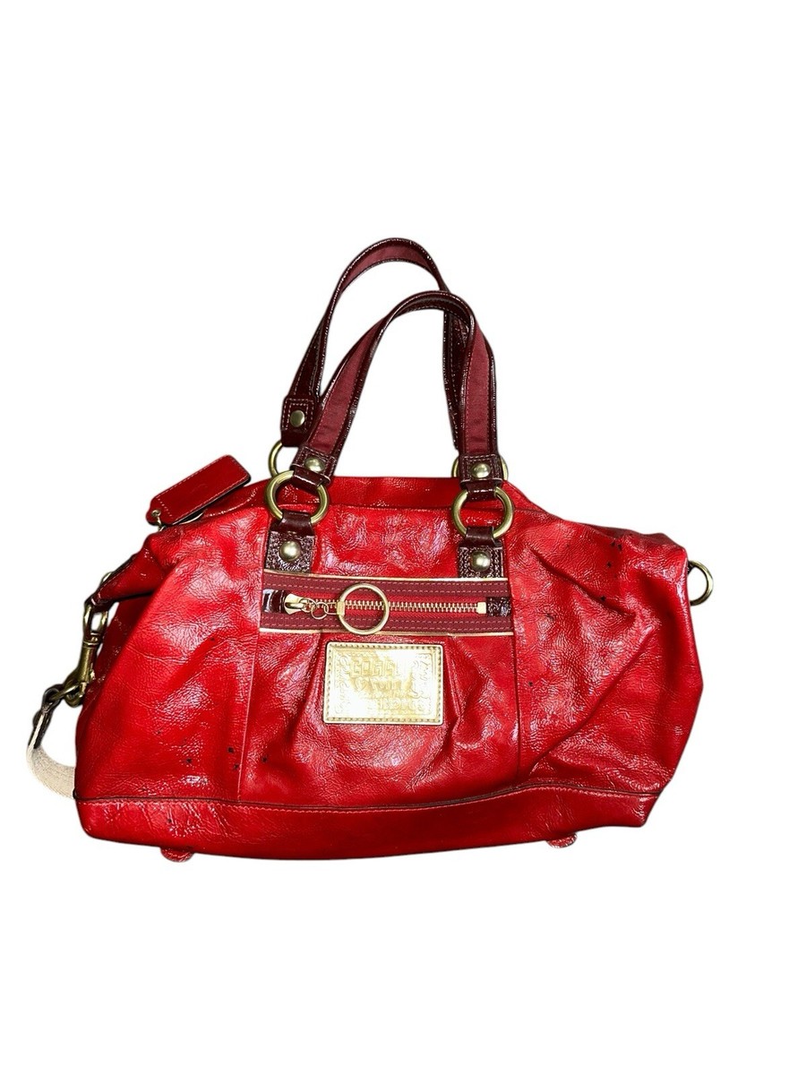 Coach Poppy Patent Luxey Satchel Ruby Special Edition Gold