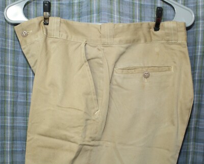 Vtg Late 1950's Early 1960's US Army Khaki Chino Trousers Chinos