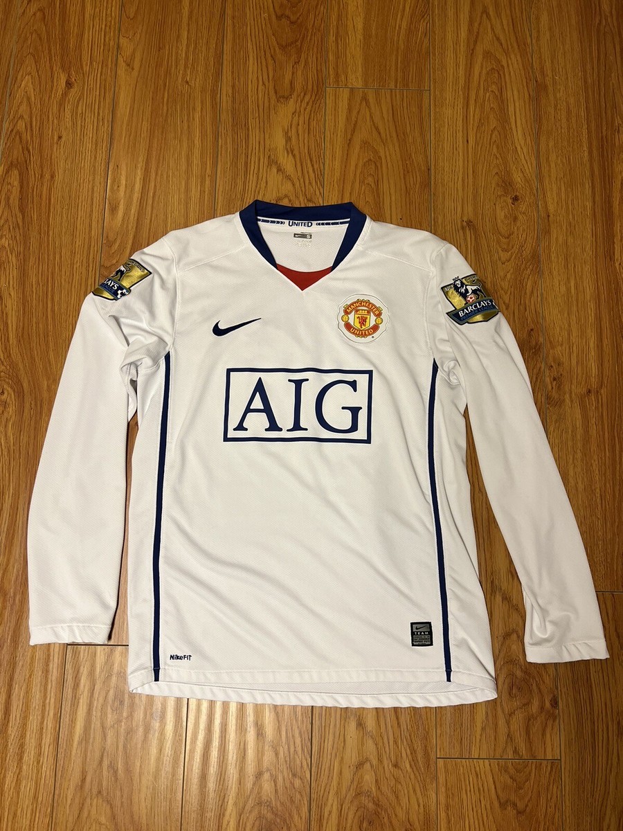 MANCHESTER UNITED AWAY FOOTBALL SHIRT 2008-2009 NIKE JERSEY WHITE