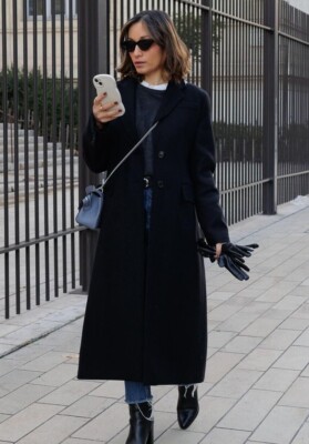 Zara ZW Collection Manteco Wool Blend Fitted Coat Black Size XS S