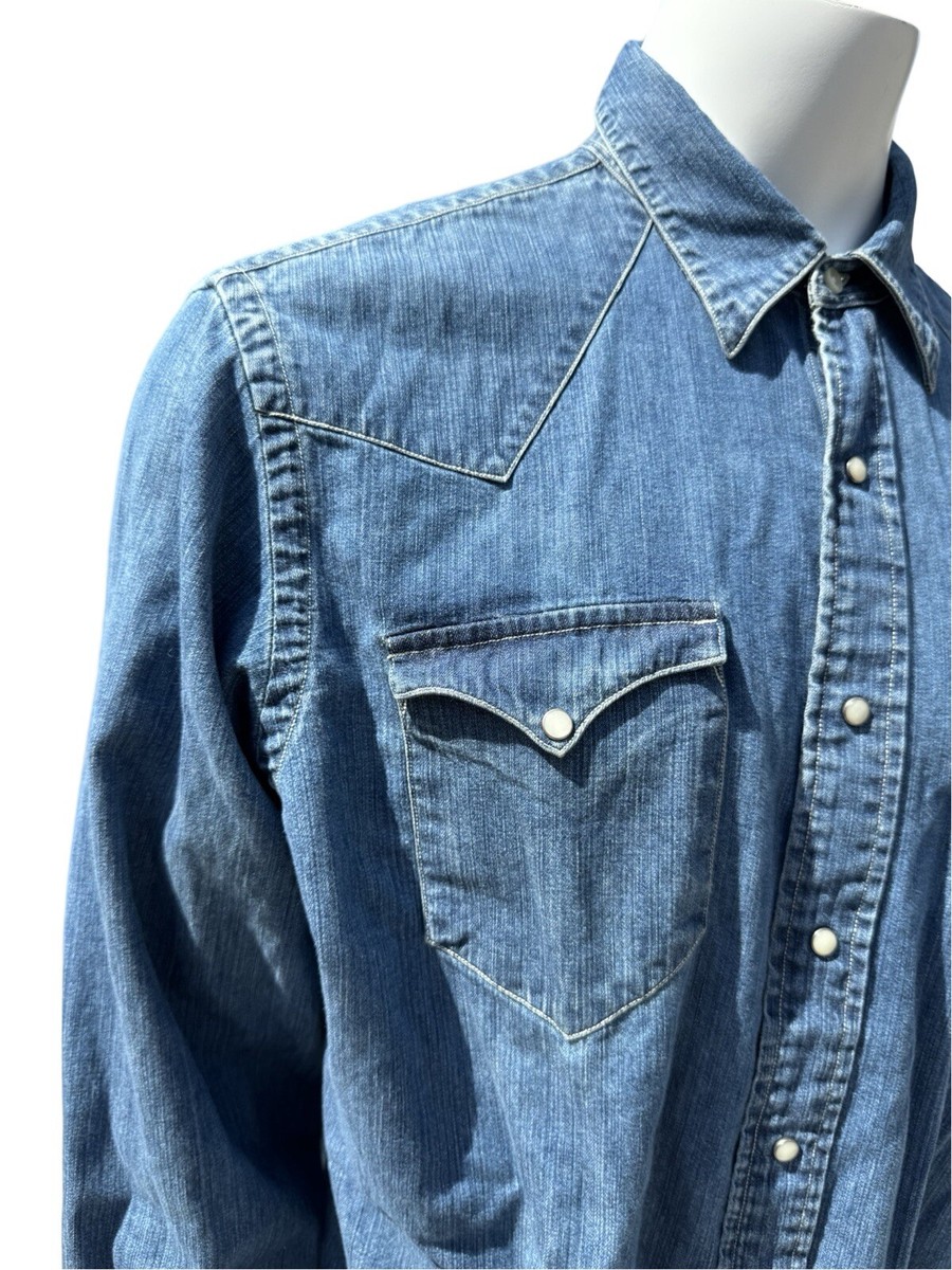 Vintage Polo Ralph Lauren Blue Classic Western Denim Shirt XL snap