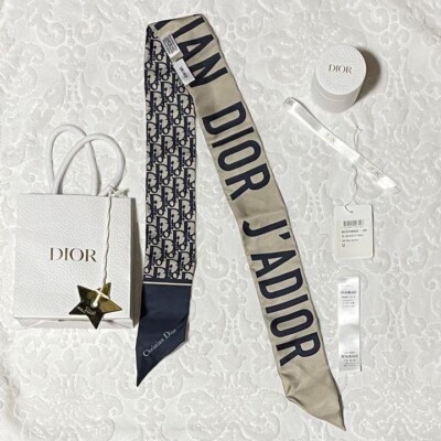 Christian Dior Mitzah Scarf Trotter Pattern Navy Reversible 105 x