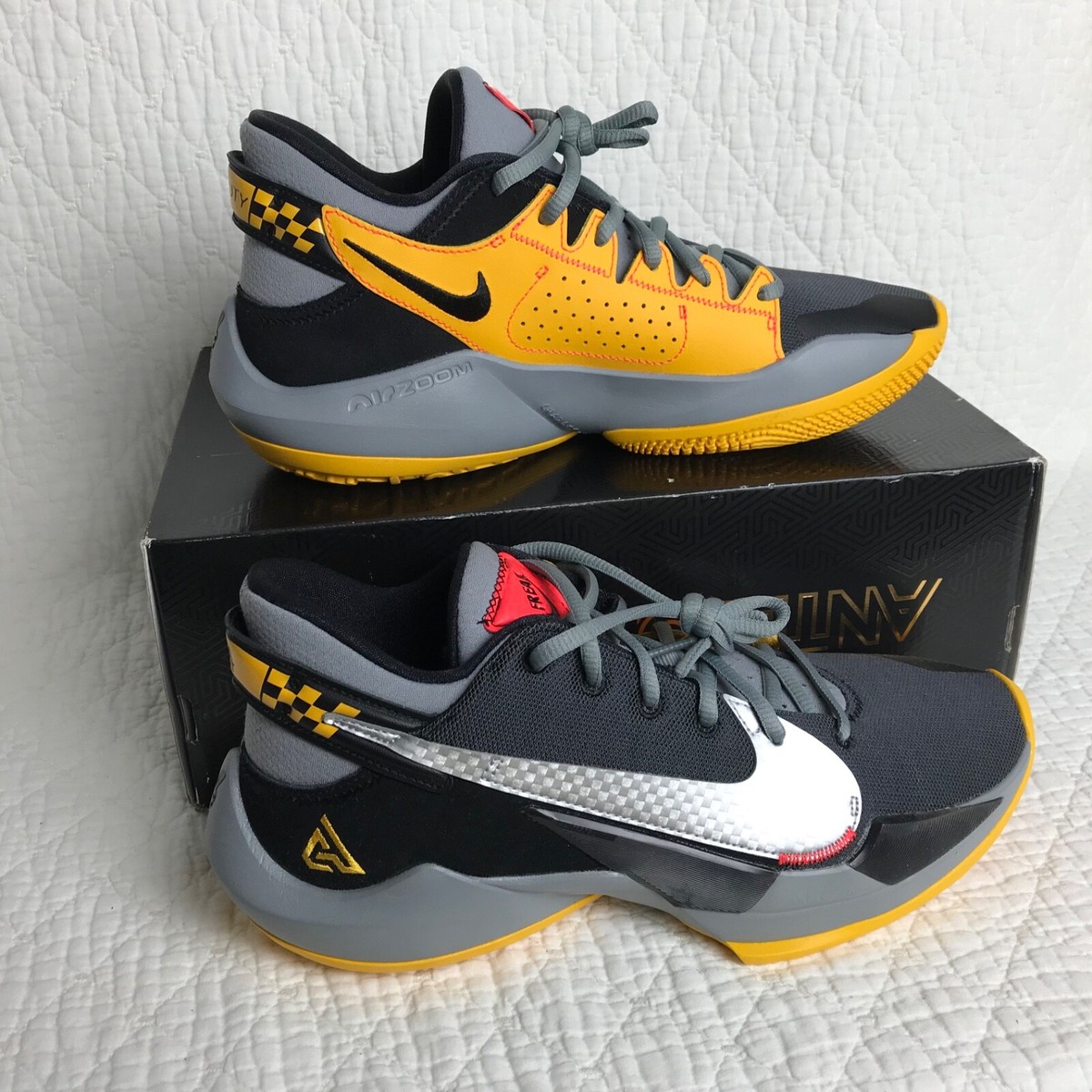 Nike Zoom Freak 2 Shoes Men's SZ 8.5 'Taxi' Black/Silver CK5424
