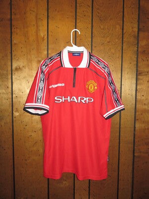 Authentic Umbro 1998 1999 Manchester United Home Jersey Kit SHARP