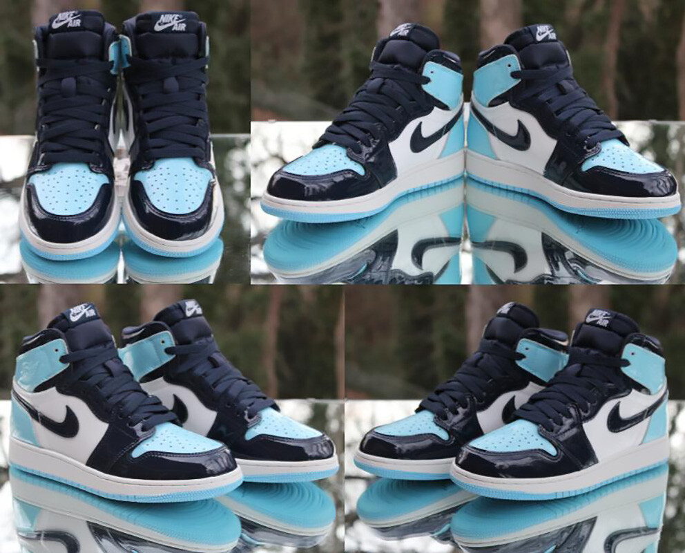 Nike Air Jordan 1 Retro High OG UNC Patent Women's Size 7 Blue