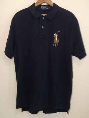 Vintage Polo by Ralph Lauren Big Color Pony Logo #3 Navy Blue Mens