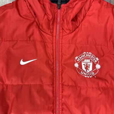 NIKE Manchester United Reversible Red Black Hooded Puffer Jacket
