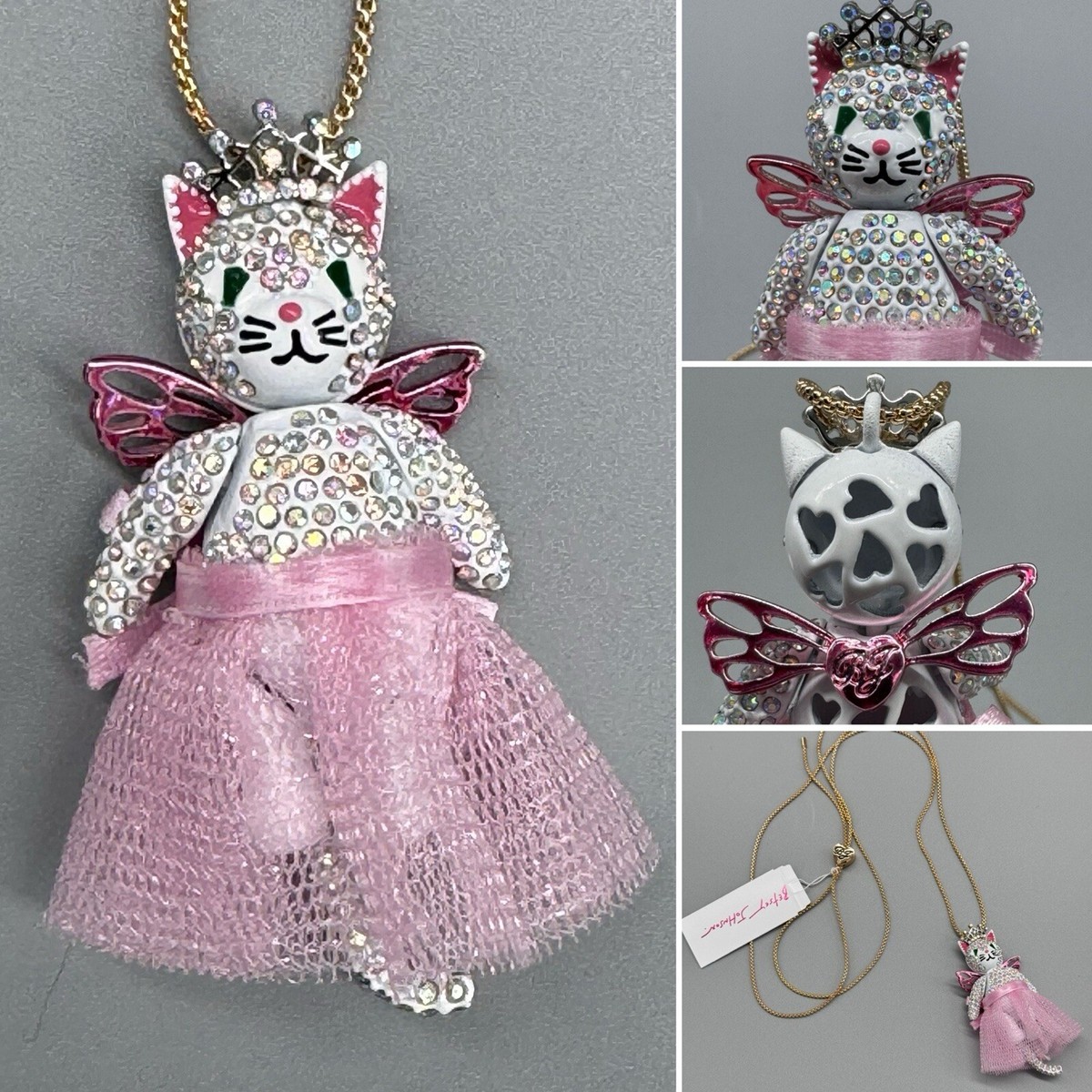Betsey Johnson Fairy Princess Cat Pendant Necklace Ballerina