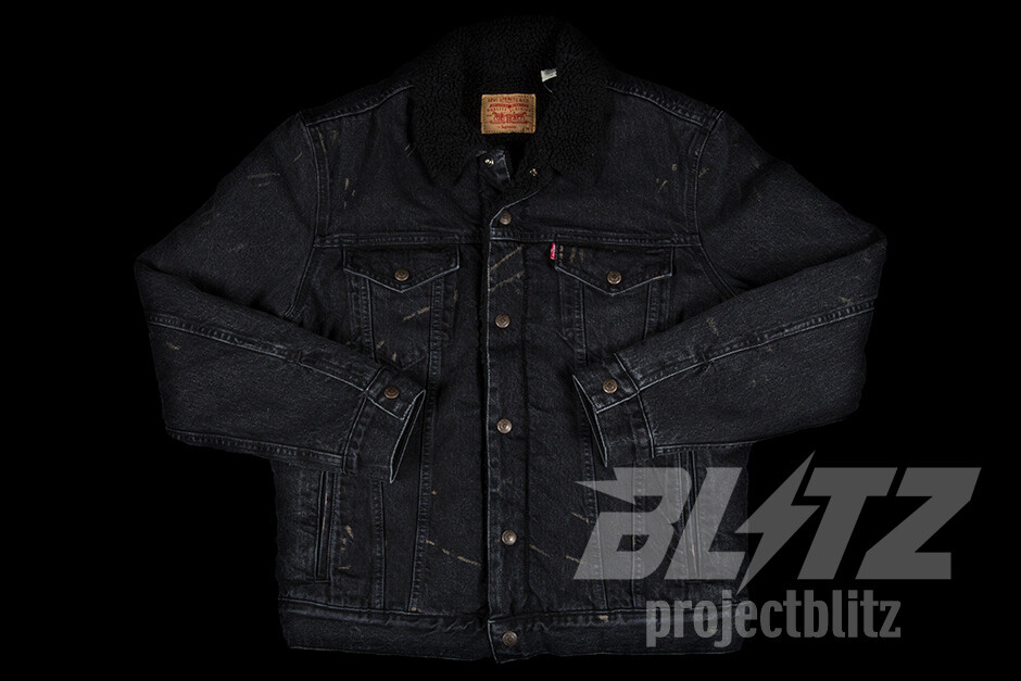 SUPREME LEVI'S BLEACHED SHERPA TRUCKER JACKET BLACK M L FW16 DENIM