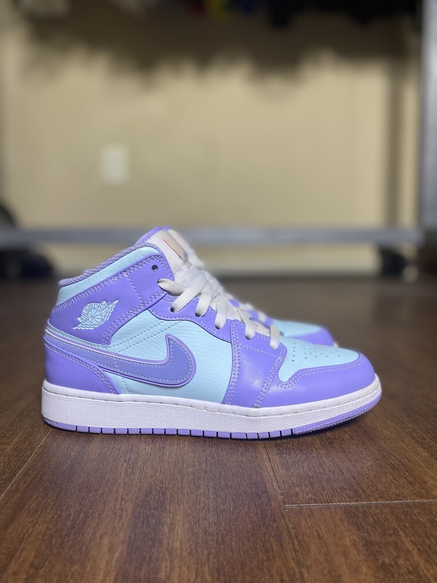 Air Jordan 1 Retro Mid GS Purple Aqua Shoe Sneaker Size 6Y | eBay