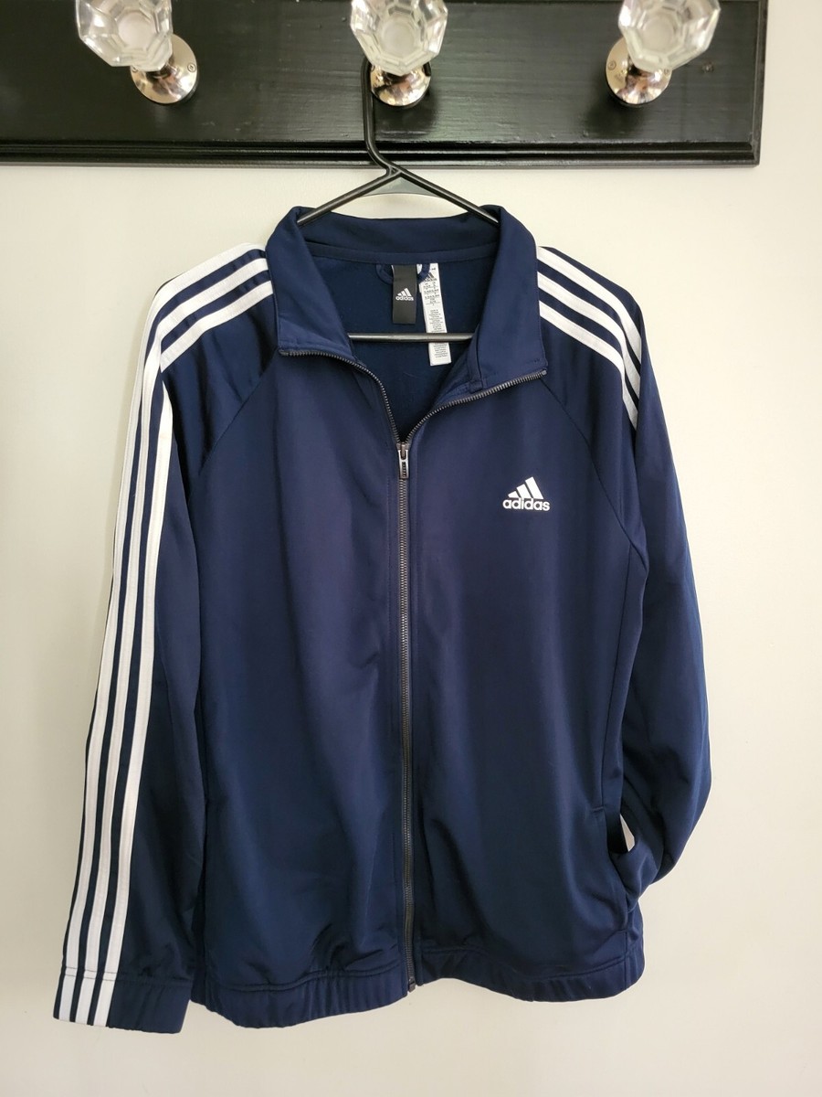 Adidas Women X-Large Designed-2-Move Track Jacket Navy Tricot Blue