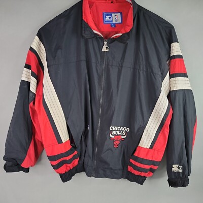 Vintage 90's Chicago Bulls Starter Pullover Jacket Full Zip NBA