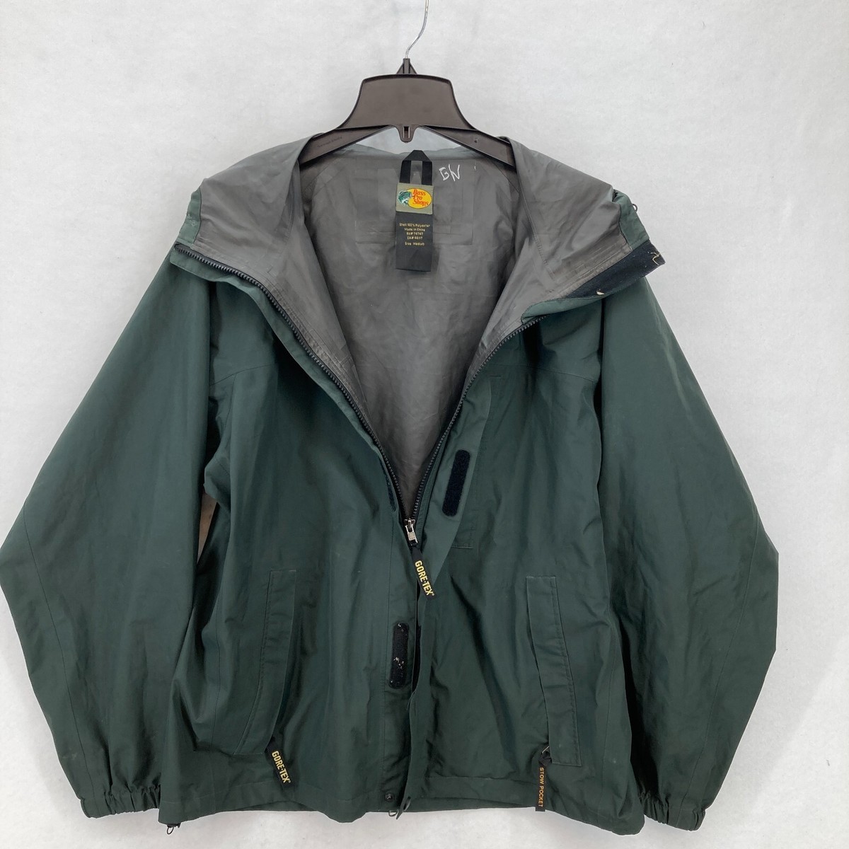Bass Pro Shops Gore Tex Jacket Mens Medium Green Water Resistant