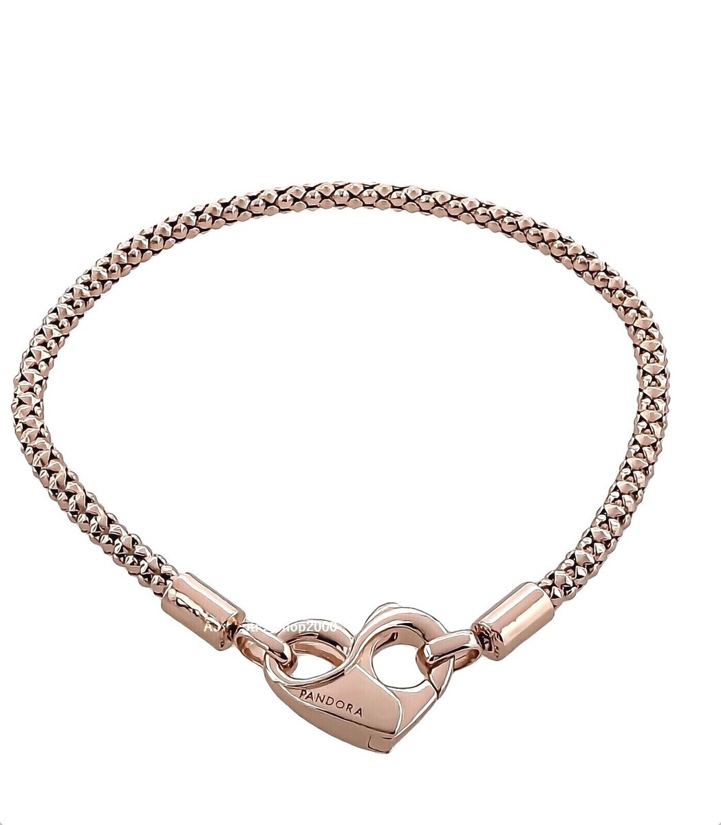 NEW Authentic PANDORA 14k Rose Gold Studded Chain Charm Bracelet