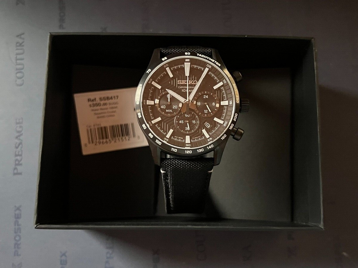 SEIKO SSB417 Black ion finish LumiBrite hands and markers SSB417