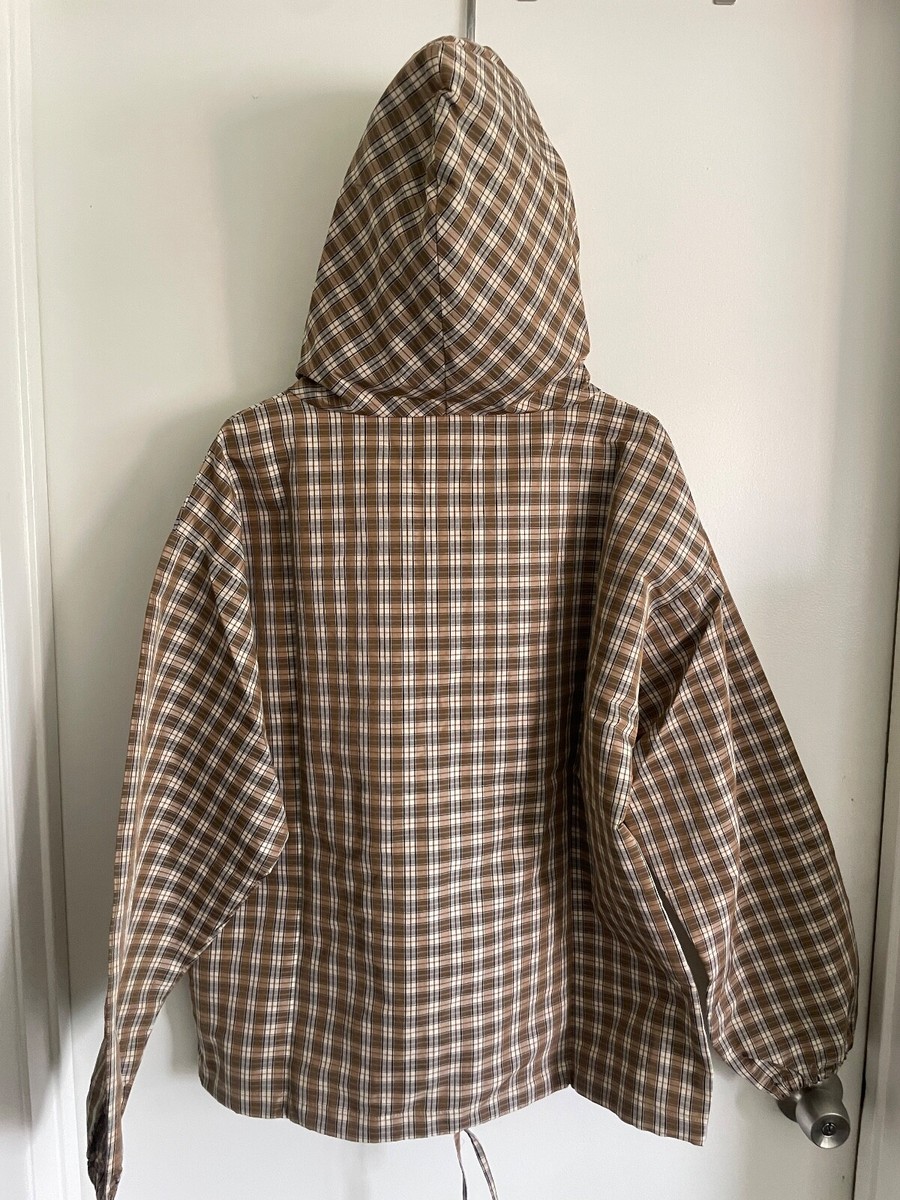 NEW UMBRO SLAM JAM PENALTY CULTURE plaid beige masked hoodie