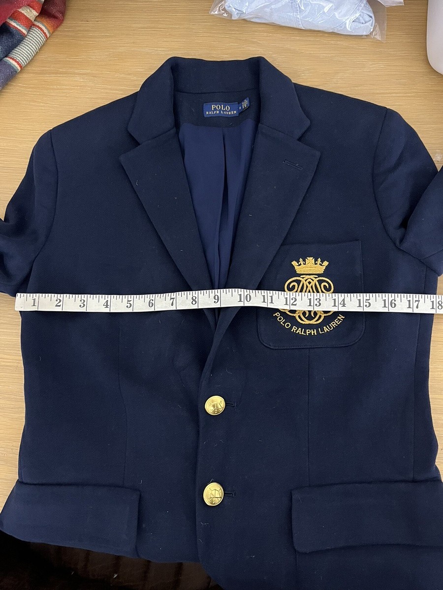 $398 Polo Ralph Lauren 8 Navy Blue Crest Blazer Jacket RRL Coat