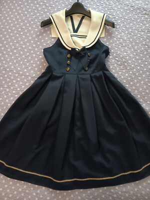 Innocent World Lolita Fashion JSK Rose Embroidered Collar Navy w