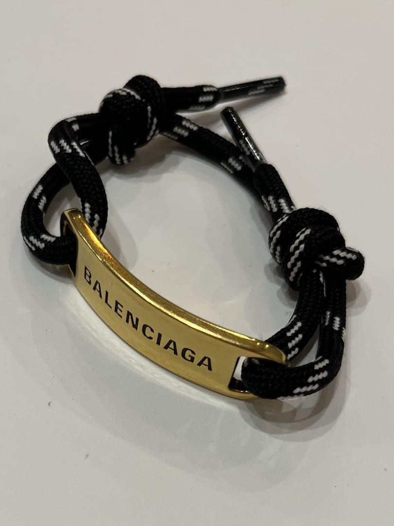 BALENCIAGA Plate Bracelet Black Gold Accessory Stylish From Japan