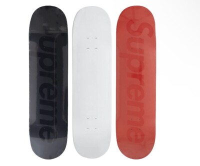 Supreme SS23 White, Black, & Red Tonal Box Logo Skateboard Deck